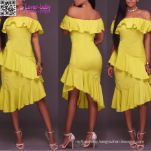 Alejandra Chartreuse Ruffle MIDI Dress L36180